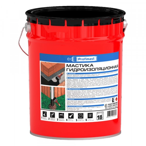 Фото Мастика гидроизоляционная profimast, 21.5 л, 18 кг
