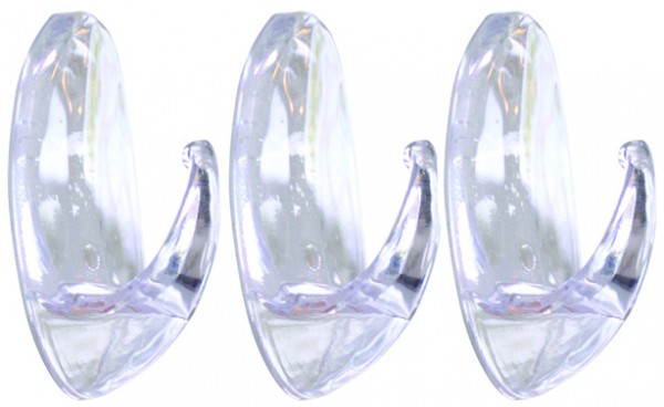 Фото Крючок самоклеющийся прозрач пластик 3 шт kle-sg007