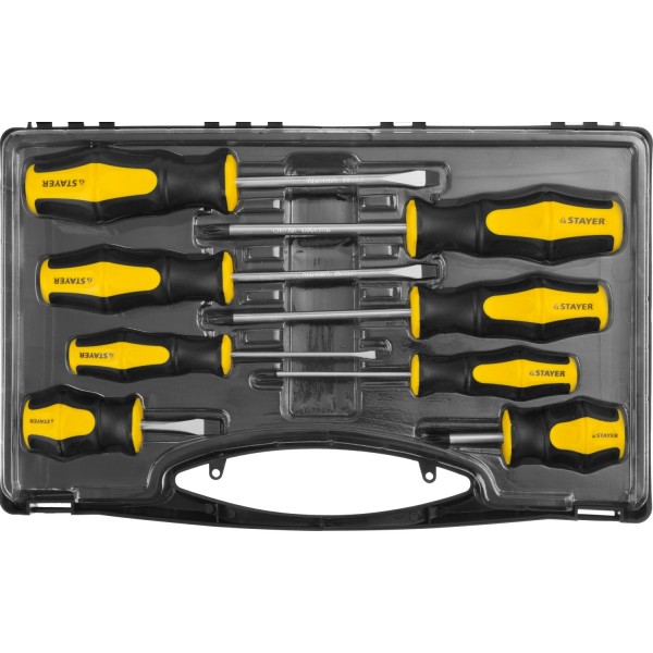 Фото Набор отверток 8шт, cr-v, эргономичная двухкомпонентная рукоятка stayer master hercules 25055-h8