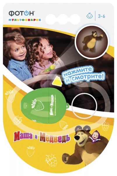 Фото Мультфонарик-брелок фотон маша и медведь 1/2 кр-0903-1