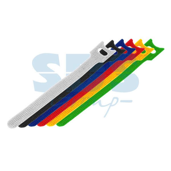 Фото Хомут тканевый (липучка) 16*210мм набор 6 цветов (12шт), rexant 07-7210