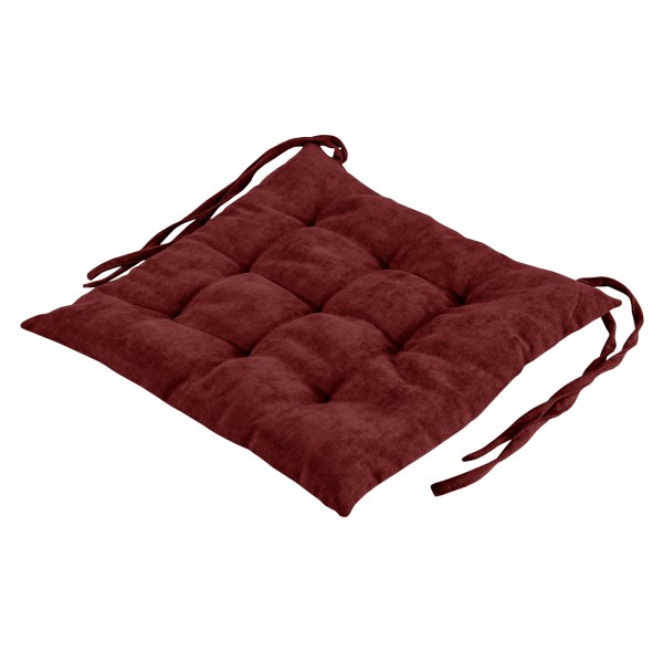 галета для стула/01 420х420 велюр однотонный вишневый (027)