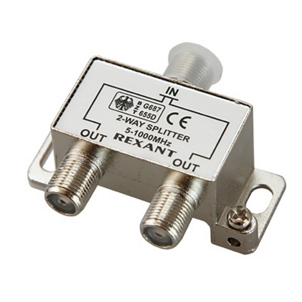 

делитель тв х 2 под f разъём 1000мгц rexant 1шт /блистер d/