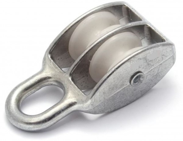 Фото Блок для троса двойной оцинк. (нейлон.шкив) 25мм 1шт ярлык tech-krep