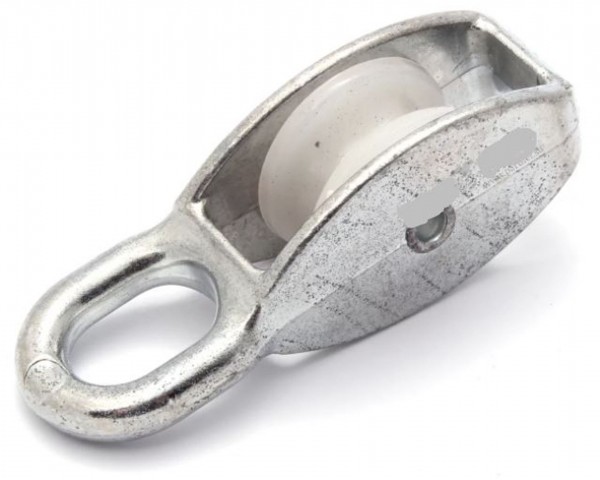 Фото Блок для троса одинарный оцинк. (нейлон.шкив) 25мм 1шт ярлык tech-krep