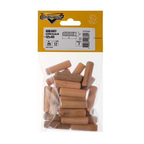Фото Шкант мебельный 12х40мм (25 шт) element