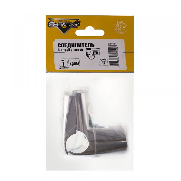 Фото Соединитель 3-х труб угловой хром element