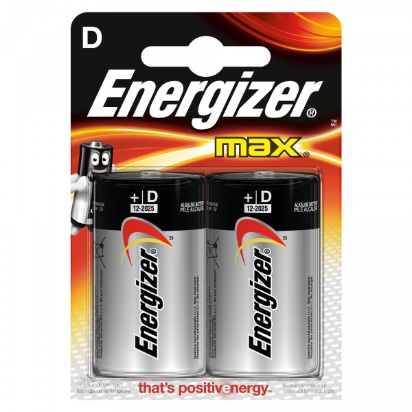 

батарейка большая d алкалиновая energizer max, 2шт