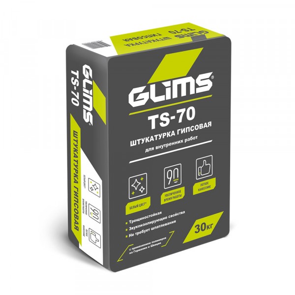 

штукатурка гипсовая с перлитом glims master ts-70, 30 кг