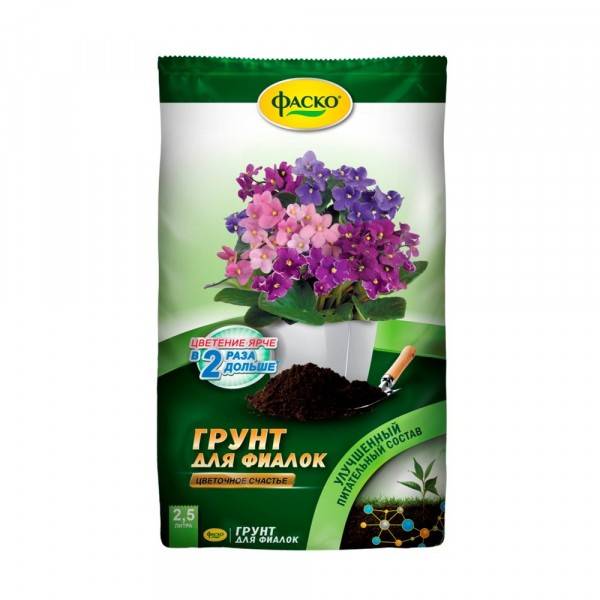Фото Грунт цветочное счастье фиалка фаско 2,5л