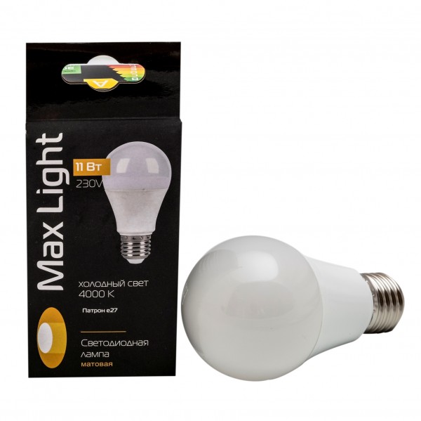 

лампа светодиодная maxlight a60 led 11 w 3000k e27, 220v-230v