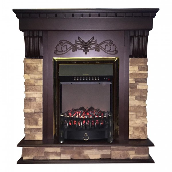 Фото Портал брайт для электрического камина темный дуб (под классический очаг)