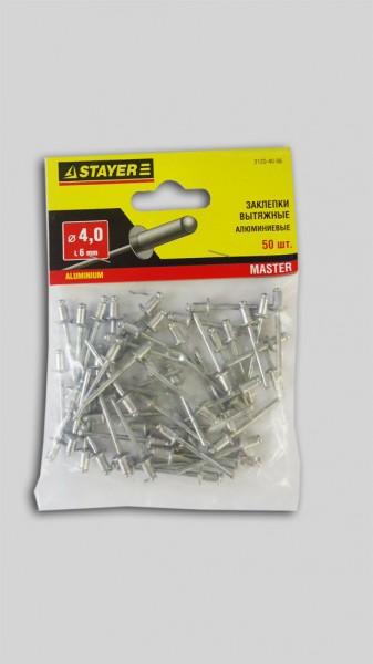 Фото Заклепки 4,0* 6мм алюминиевые stayer /50шт/ 3120-40-06