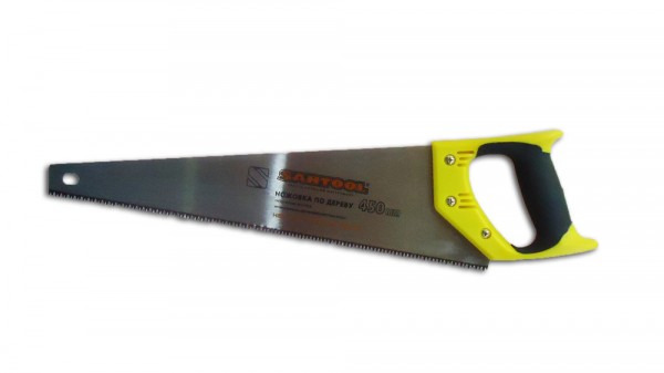 Фото Ножовка по дереву 450мм трехугл. заточка, желто-черн. двухкомп. ручка santool 030103-018