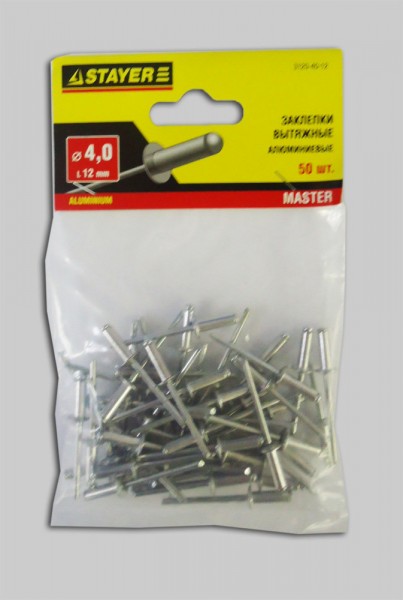 Фото Заклепки 4,0*12мм алюминиевые stayer /50шт/ 3120-40-12