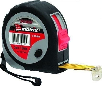 Фото Рулетка 3м 16мм плавная фиксация обрезиненный корпус matrix 31086