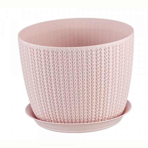 Фото Кашпо вязание d155мм 1,9л с поддоном чайная роза