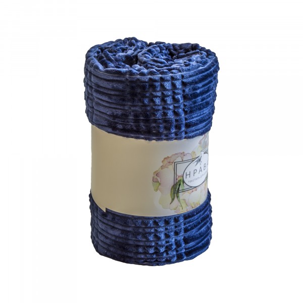 Фото Плед велсофт 1800х2000мм (велсофт полоса т. синий № в-9)