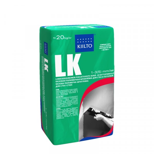 

шпаклевка полимерная базовая белая kiilto lk, 20 кг