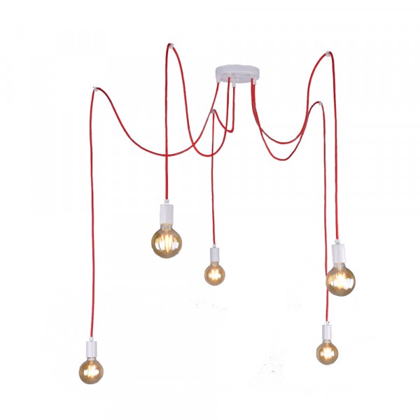 Фото Люстра потолочная россвет агриопа рс20816 wt+rd/5p е27 5x60w