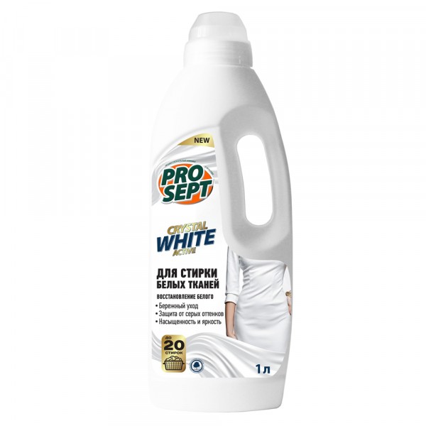 Фото Средство жидкое моющее crystal white для стирки белых и светлых тканей 1л 288-1