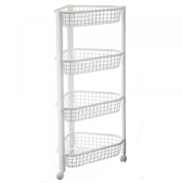 Полка угловая евро на колесах 4 секции белый м2757