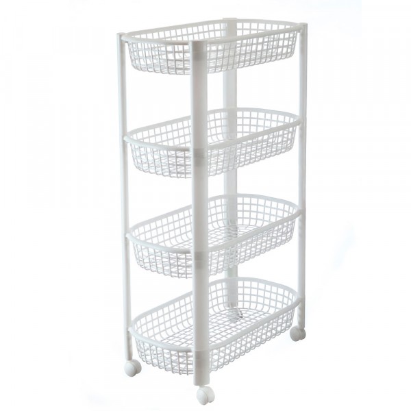 Полка овощная на колесах 4 секции белый м2731