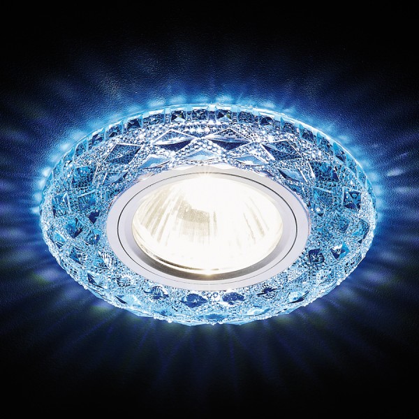 Фото Светильник светодиодный s288 bl хром/сапфир хрусталь/mr16+3w(led white)