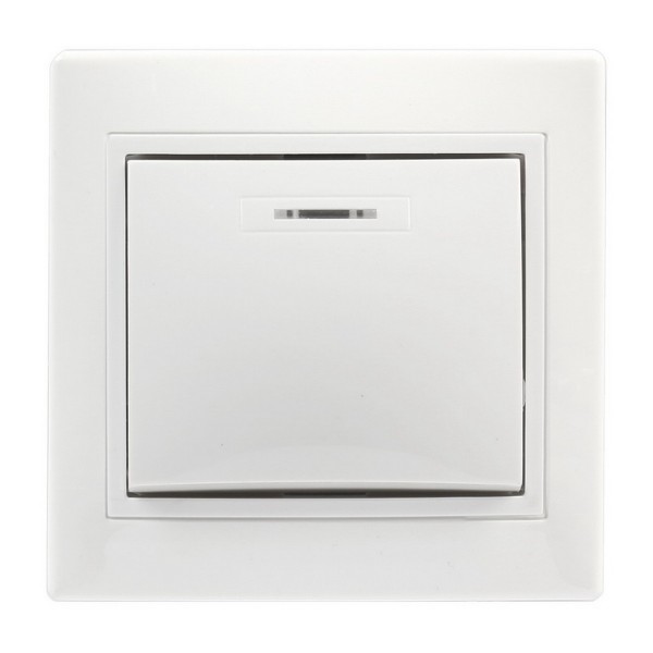 Фото Выключатель (белый, 1 клавиша, с рамкой, с подсветкой) Smartbuy венера Sbe-01w-10-sw1-1
