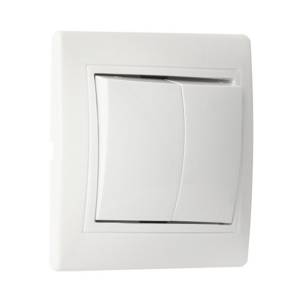 Фото Выключатель (белый, 2 клавиши, с рамкой) Smartbuy венера Sbe-01w-10-sw2-0-c