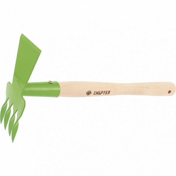 Фото Разрыхлитель сибртех 4-зубый, витой зуб, комбин., профиль трапеция, дерев. рукоятка 62342