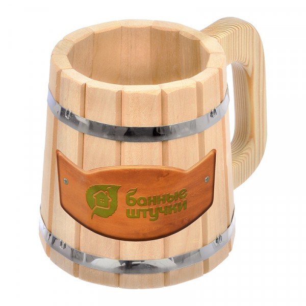 Фото Кружка бондарная 1 л, липа банные штучки