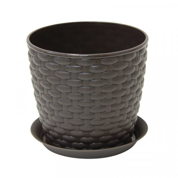 Кашпо ротанг d13,5см 1л с поддоном коричневый