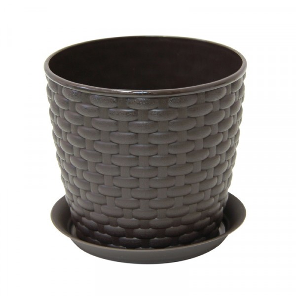 Кашпо ротанг d15,5см 2л с поддоном коричневый