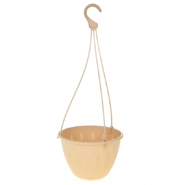 Фото Кашпо алиция  подвесное d22см с поддоном белая глина