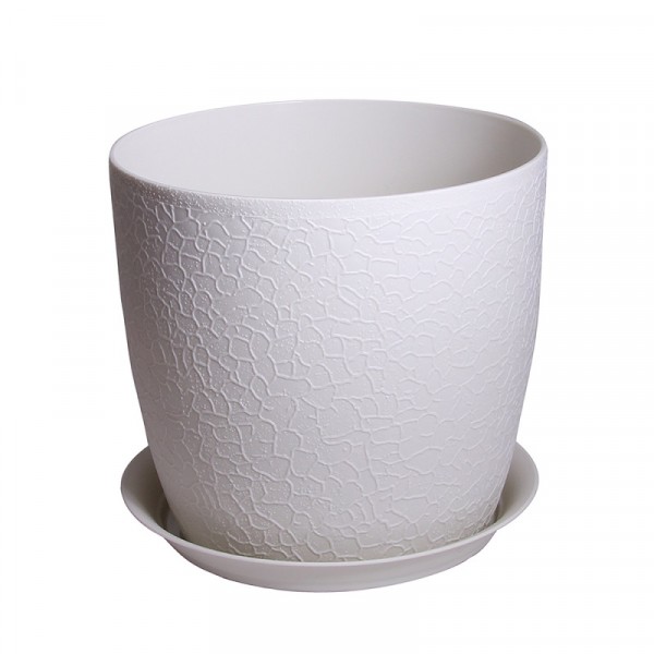 Фото Горшок для цветов верона d140мм с подставкой, белый ротанг