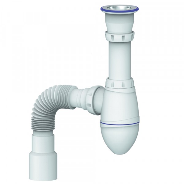 Фото Сифон для умывальника 1.1/2х40 (нерж.вып., винт 80мм) с унив. г.т. 40х40/50  unicorn