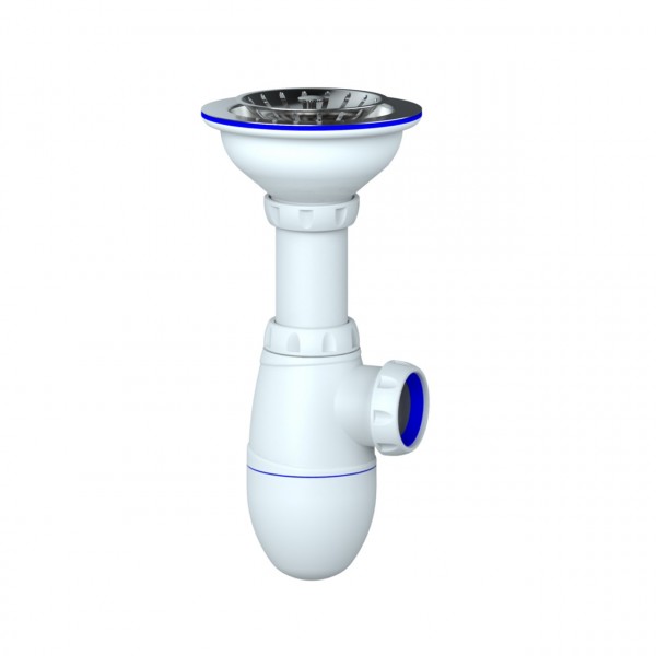 Фото Сифон для кухни 3.1/2х40 (нерж.вып. d112),  unicorn