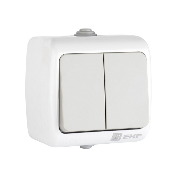 выключатель 2-клавишный мурманск 10а ip54 серый efv10-023-30-54