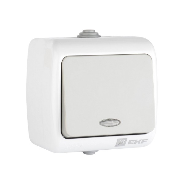 выключатель 1-клавишный с индикатором мурманск 10а ip54 серый efv10-121-30-54