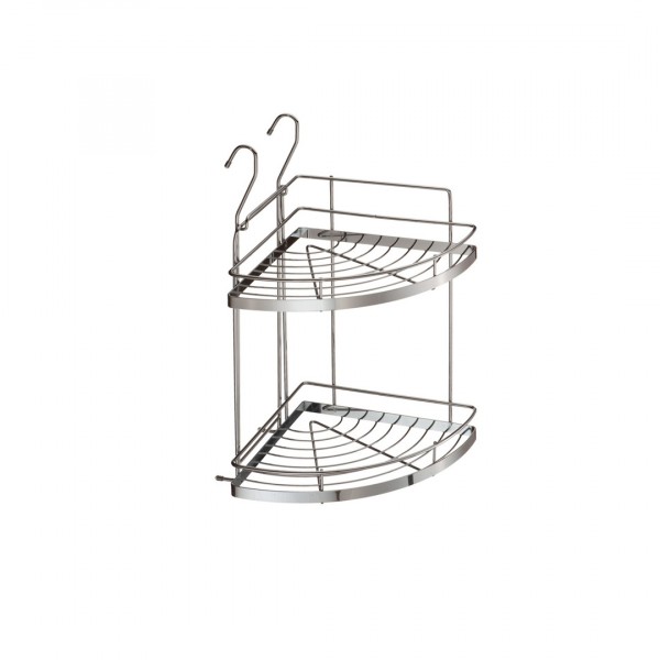 Фото Полка угловая 2-х ярусная малая 230*230*480 хром yj-g209a