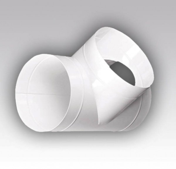 Фото Тройник т-образный круглый металл 120мм, белый, 12тм, era