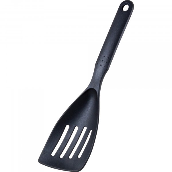 Фото Лопатка кулинарная 28*8cм с отверстиями малая mallony cuoco черный нейлон 003589