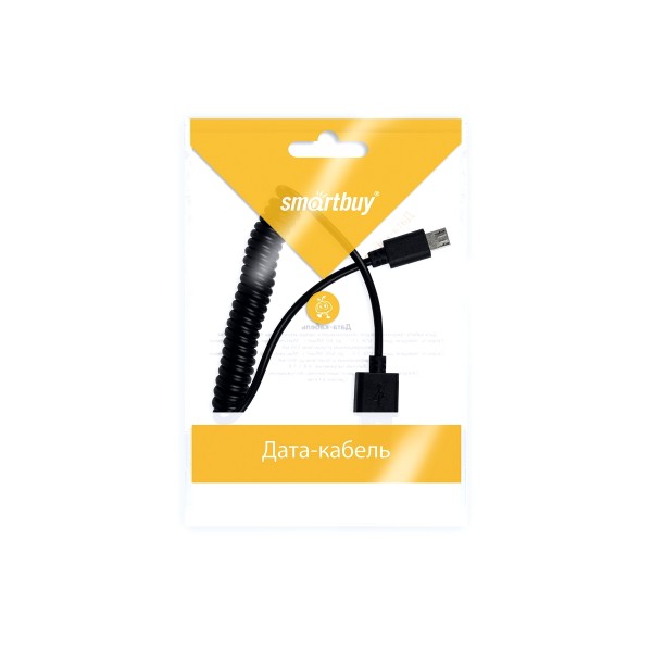 Фото Кабель usb/microusb 1м спиральный, черный, ik-12sp black smartbuy