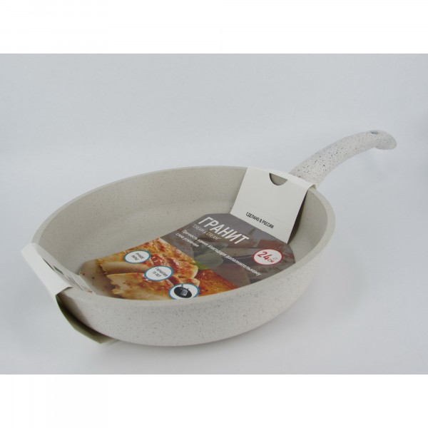 Фото Сковорода глубокая 24см dariis гранит крем-крем без крышки hur-a-073 gr