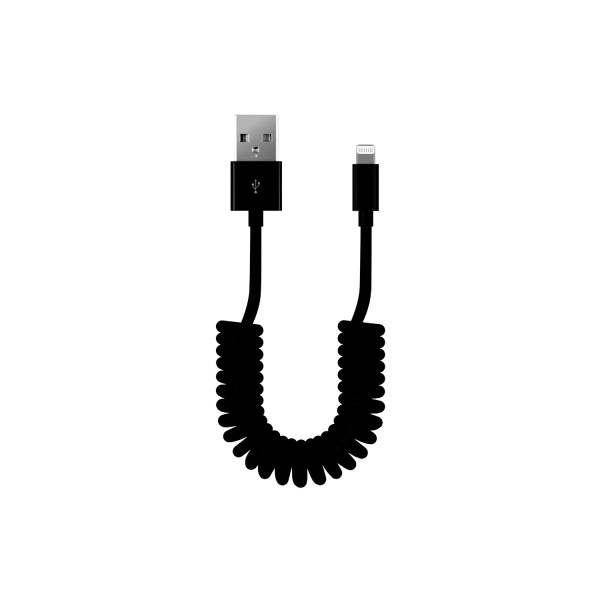 Фото Кабель usb/8-pin (lightning) 1м спиральный, 1а, черный, ik-512sp black, smartbuy