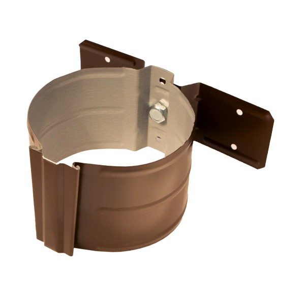 Фото Крепление трубы на дерево, цвет шоколадно-коричневыйral 8017, d-100 мм