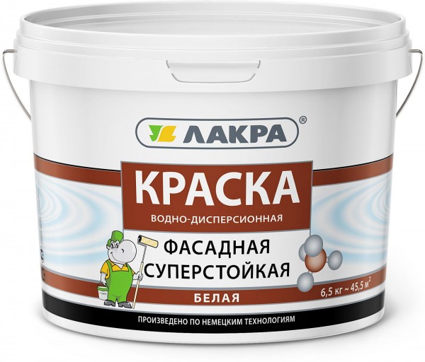 Фото Краска фасадная белая 6,5кг л-с