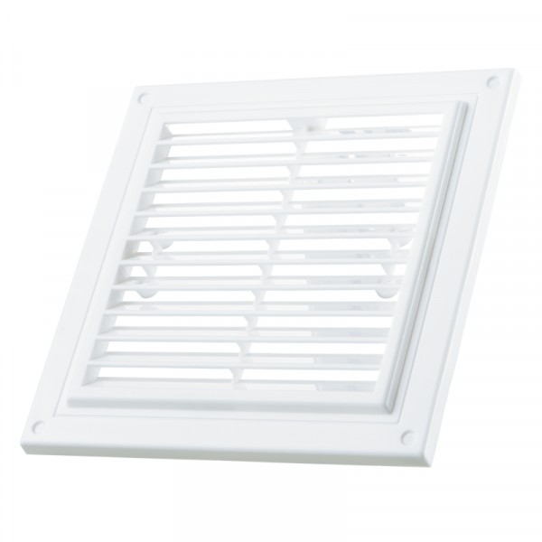 Фото Решетка вентиляционная пвх 205*205мм без фланца, белая с моск.сеткой, дв 205*205с, домовент