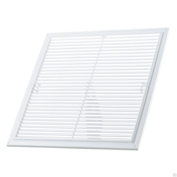 Фото Решетка вентиляционная пвх 350*350мм без фланца, белая с моск.сеткой, дв 350*350с, домовент